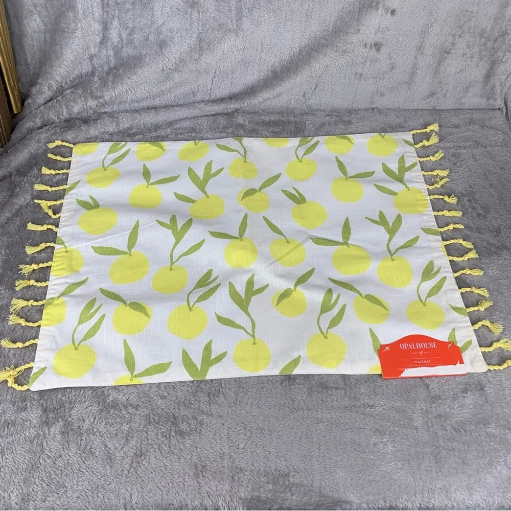 NWT Opal House 6 Placemats & Table Runner Set Of 7 Lemons Cottage Core Retro